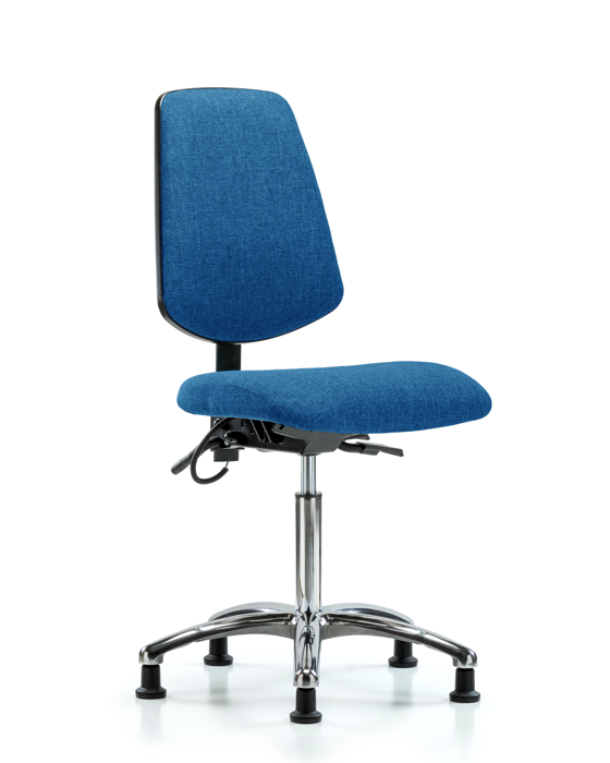Blue Ridge Ergonomics ESD-FMBCH-MB-CR-T1-A0-NF-EG-ESDBLU Fabric ESD Chair - Medium Bench Height with Medium Back, Seat Tilt, & ESD Stationary Glides in ESD Blue Fabric