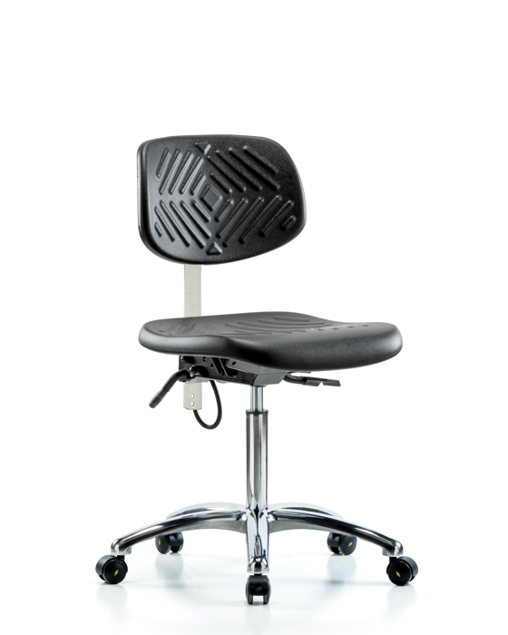 Blue Ridge Ergonomics ESD-PMBCH-CR-T0-A0-NF-EC Polyurethane ESD Chair - Medium Bench Height with ESD Casters