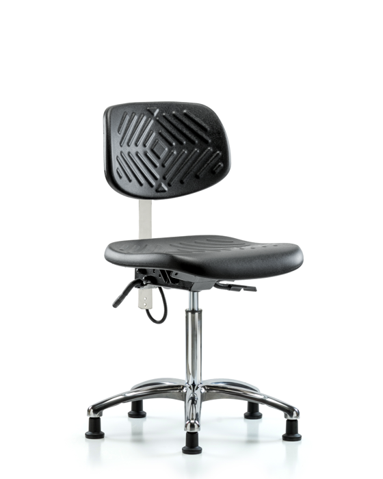 Blue Ridge Ergonomics ESD-PMBCH-CR-T0-A0-NF-EG Polyurethane ESD Chair - Medium Bench Height with ESD Stationary Glides