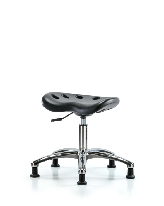 Blue Ridge Ergonomics ESD-PTDHSL-CR-EG Polyurethane ESD Tractor Stool Chrome - Desk Height with ESD Stationary Glides in ESD Black Polyurethane