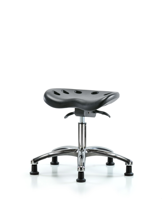 Blue Ridge Ergonomics ESD-PTDHSO-CR-EG Polyurethane ESD Tractor Sit-Stand Stool Chrome - Desk Height with ESD Stationary Glides in ESD Black Polyurethane