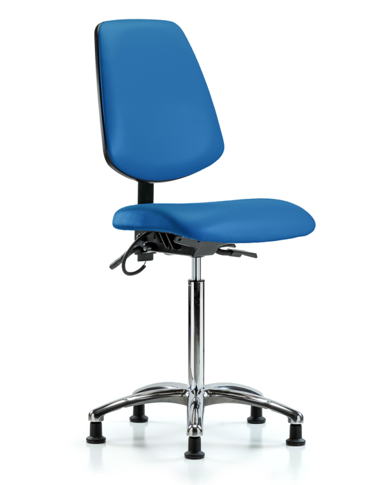Blue Ridge Ergonomics ESD-VDHCH-MB-CR-T1-A0-EG-ESDBLU Vinyl ESD Chair - Desk Height with Medium Back, Seat Tilt, & ESD Stationary Glides in ESD Blue Vinyl