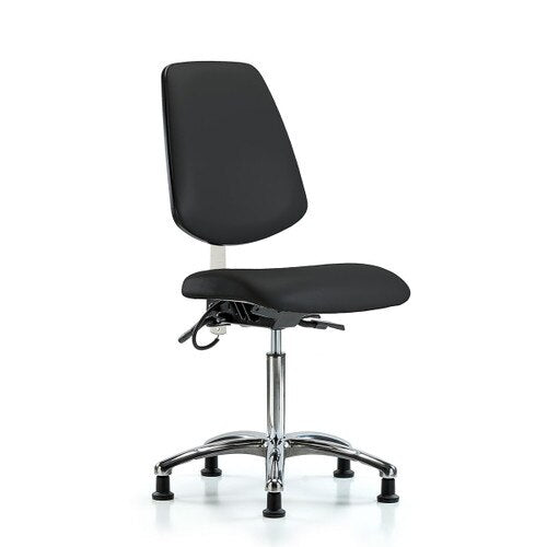 Blue Ridge Ergonomics ESD-VMBCH-MB-CR-T1-A0-NF-EG-ESDBLK Vinyl ESD Chair - Medium Bench Height with Medium Back, Seat Tilt, & ESD Stationary Glides in ESD Black Vinyl