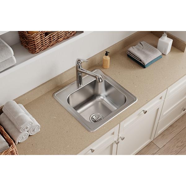 Elkay ESE202010 Celebrity® Stainless Steel 20" x 20" x 10-1/8" Single Bowl Drop-in Laundry Sink