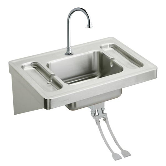 Elkay ESLV2820FC Stainless Steel 28" x 20" x 7-1/2" Wall Hung Lavatory Sink Kit