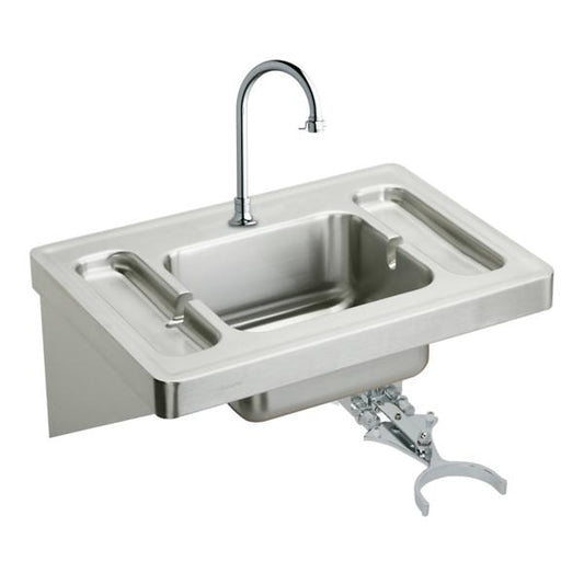 Elkay ESLV2820KC Stainless Steel 28" x 20" x 7-1/2" Wall Hung Lavatory Sink Kit