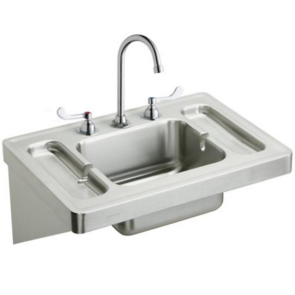 Elkay ESLV2820W4C Stainless Steel 28" x 20" x 7-1/2" Wall Hung Lavatory Sink Kit