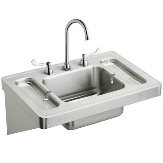 Elkay ESLV2820W4C Stainless Steel 28" x 20" x 7-1/2" Wall Hung Lavatory Sink Kit