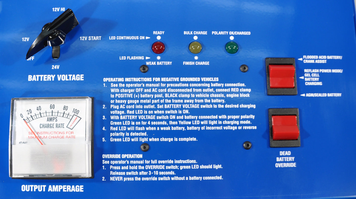 Associated Equipment ESS6011 Charger/Analyzer 12/24V 70/35Amp 200Amp Boost,Intellamatic, Wheels (Ess)