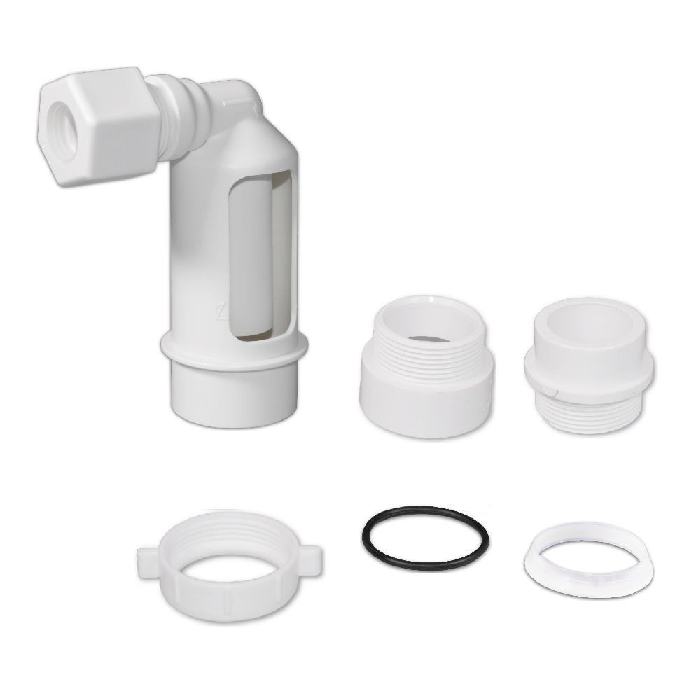 Airgap ET117-006 Water Softener Air Gap with 5/8-inch JACO Compression for Installation on a 1-1/2-inch Standpipe with PVC Trap Adapters.