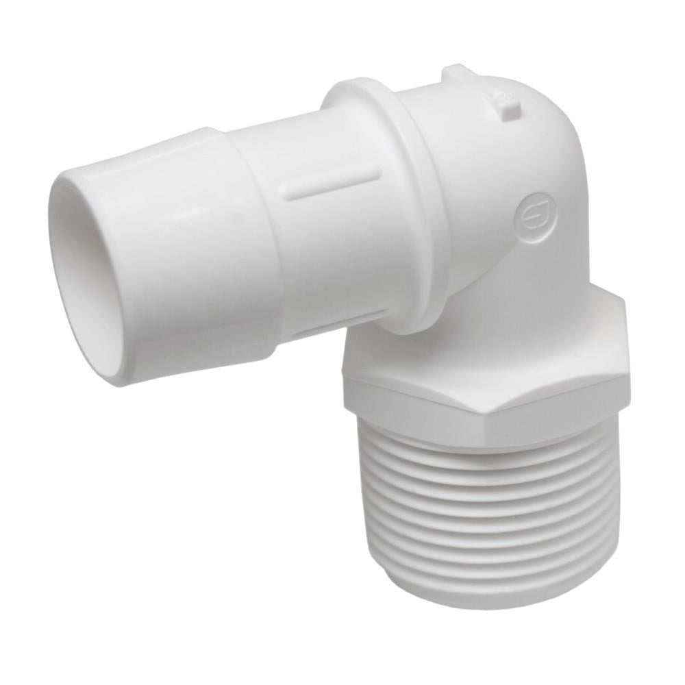 Airgap ET170-016 1-inch MIPT x 1-inch WHITE PP BARB INSERT 90; ELBOW