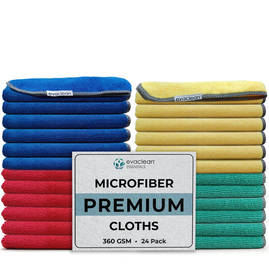 EarthSafe EVEMFBR-PACK Evaclean Premium Microfiber Cleaning Cloth 16"x16" - Multicolor - 24 Pack