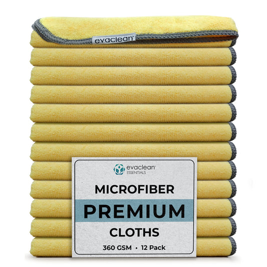 EarthSafe EVEMFBR-YW Evaclean Premium Microfiber Cleaning Cloth 16"x16" - Yellow - 12 Pack