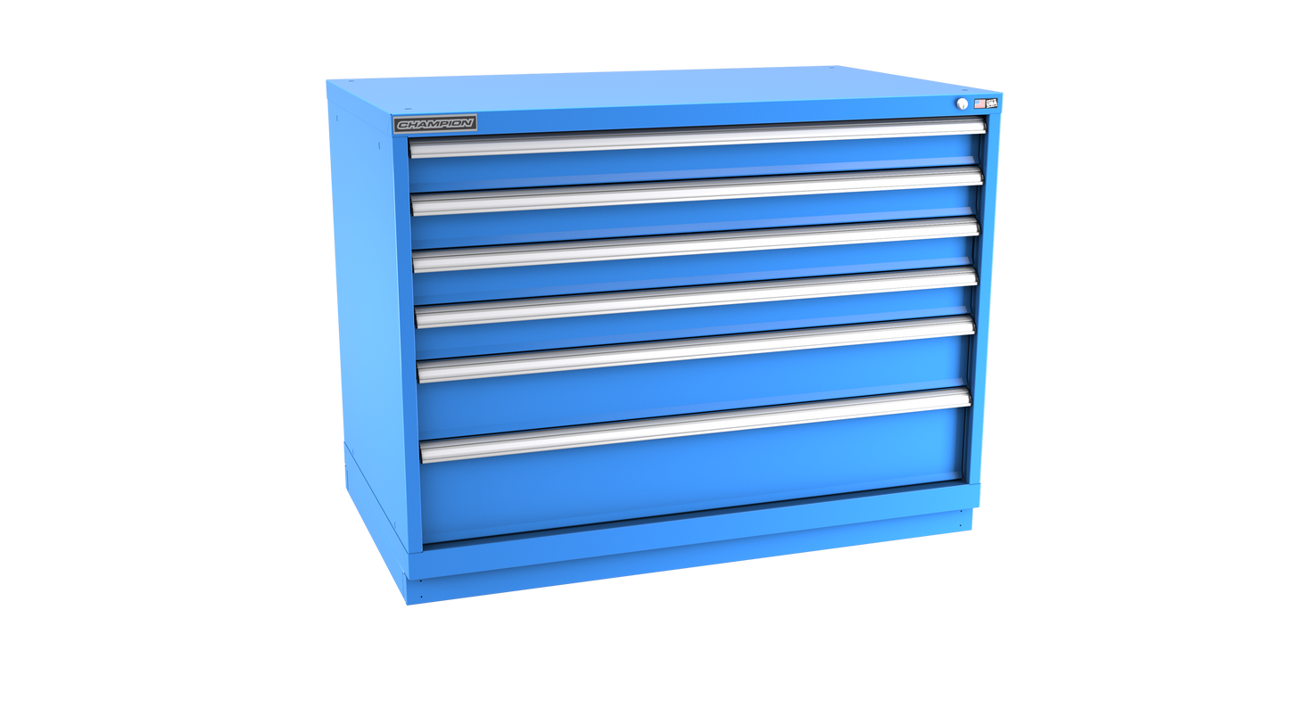 Champion Tool Storage EW1500-0601-ILC-FTB-BB 6-Drawer Standard Depth Modular Cabinet EW0601 | 47"W x 35-7/8"H x 28-1/2"D, Bright Blue
