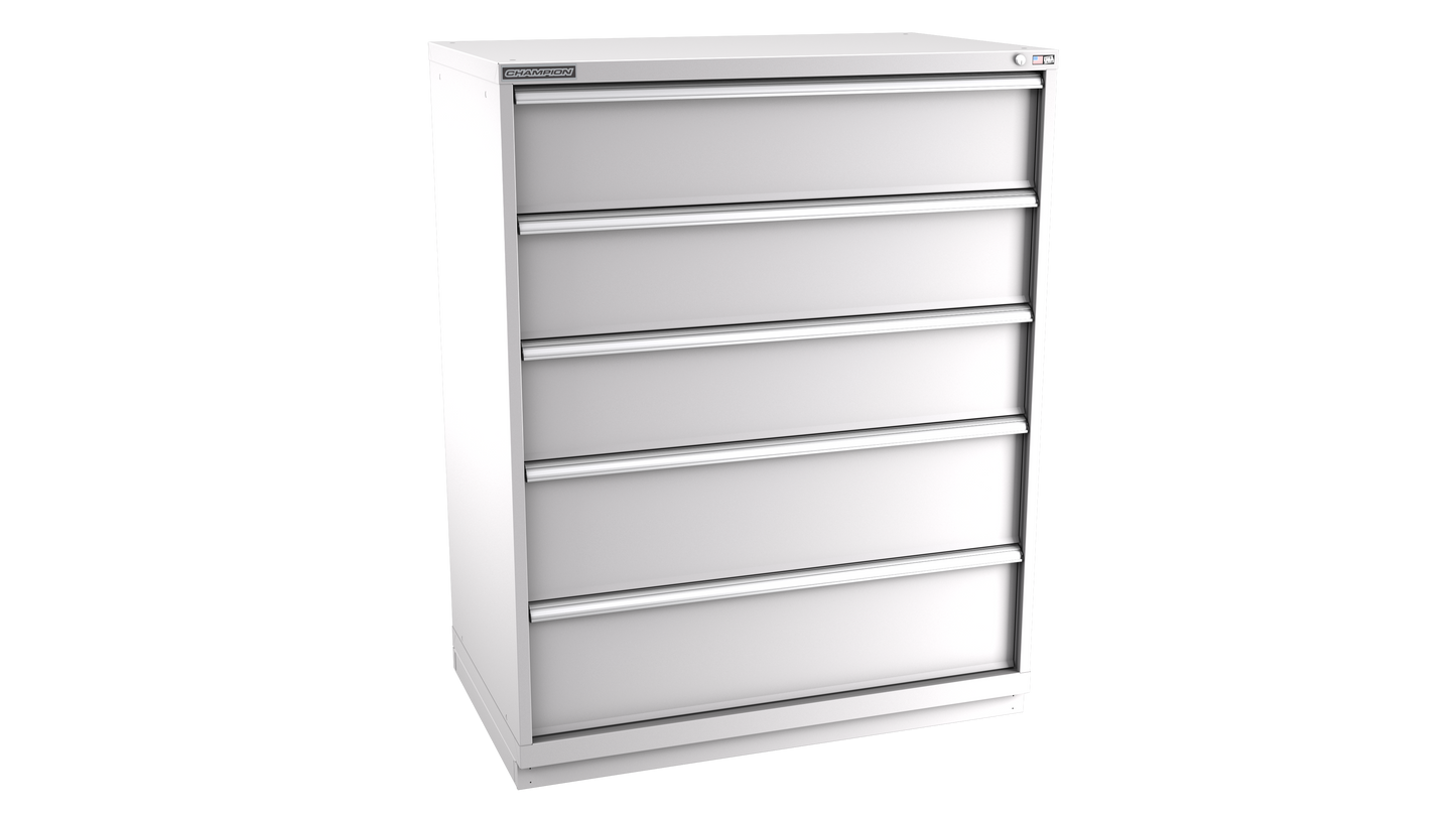 Champion Tool Storage EW2700-0501-ILC-FTB-LG 5-Drawer Standard Depth Modular Cabinet EW0501 | 47"W x 59-1/2"H x 28-1/2"D, Light Gray