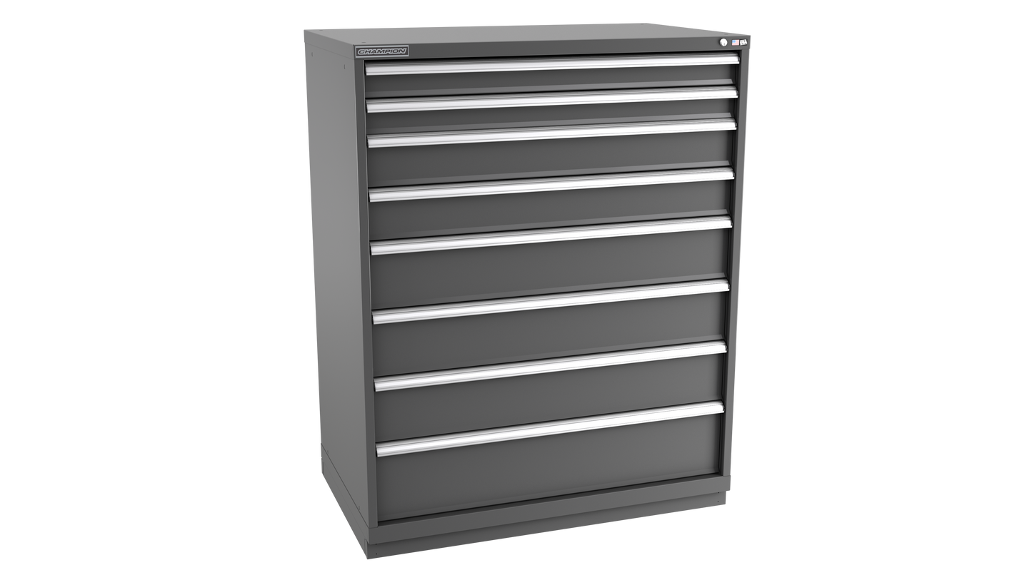 Champion Tool Storage EW2700-0801-ILC-FTB-DG 8-Drawer Standard Depth Modular Cabinet EW0801 | 47"W x 59-1/2"H x 28-1/2"D, Dark Gray