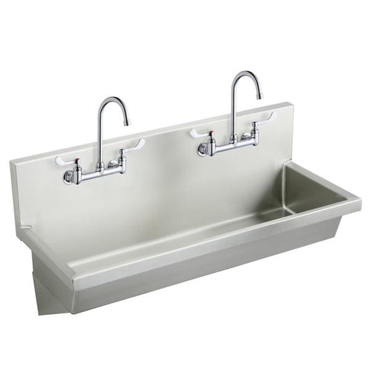 Elkay EWMA4820C Stainless Steel 48" x 20" x 8" Wall Hung Multiple Station Hand Wash Sink Kit