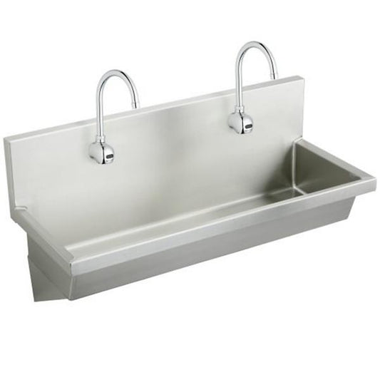 Elkay EWMA4820SACC Stainless Steel 48" x 20" x 8" Wall Hung Multiple Station Hand Wash Sink Kit