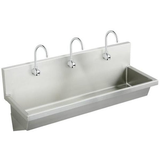 Elkay EWMA6020SACC Stainless Steel 60" x 20" x 8" Wall Hung Multiple Station Hand Wash Sink Kit