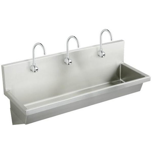 Elkay EWMA6020SACMC Stainless Steel 60" x 20" x 8" Wall Hung Multiple Station Hand Wash Sink Kit