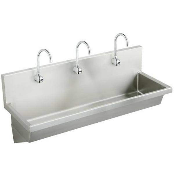 Elkay EWMA6020SACTMC Stainless Steel 60" x 20" x 8" Wall Hung Multiple Station Hand Wash Sink Kit