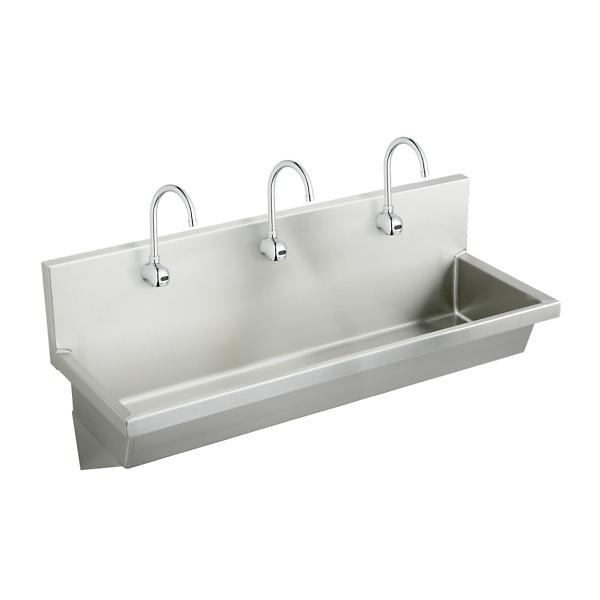 Elkay EWMA7220SACTMC Stainless Steel 72" x 20" x 8" Wall Hung Multiple Station Hand Wash Sink Kit