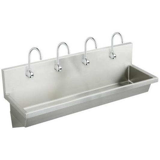 Elkay EWMA9620SACC Stainless Steel 96" x 20" x 8" Wall Hung Multiple Station Hand Wash Sink Kit