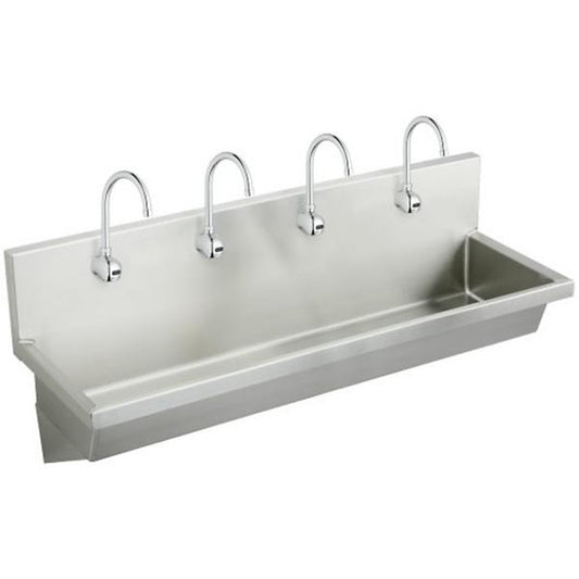 Elkay EWMA9620SACMC Stainless Steel 96" x 20" x 8" Wall Hung Multiple Station Hand Wash Sink Kit