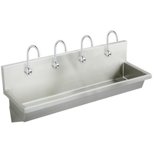 Elkay EWMA9620SACTMC Stainless Steel 96" x 20" x 8" Wall Hung Multiple Station Hand Wash Sink Kit