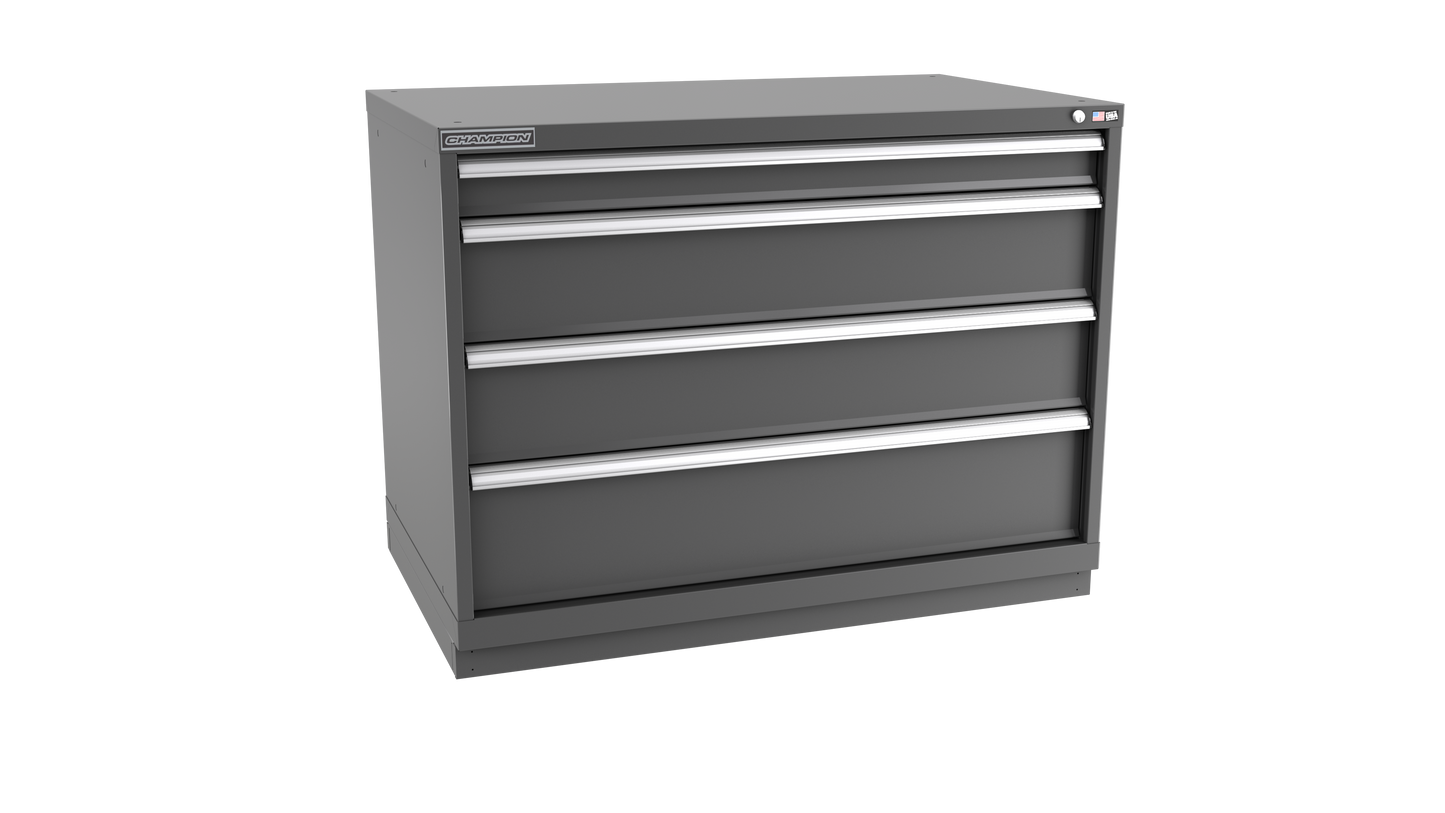 Champion Tool Storage EWS1500-0402-ILC-FTB-DG 4-Drawer Shallow Depth Modular Cabinet EWS0402 | 47"W x 35-7/8"H x 22-1/2"D, Dark Gray