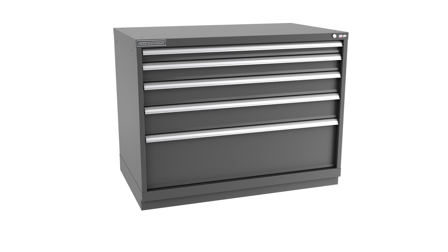 Champion Tool Storage EWS1500-0501-ILC-FTB-DG 5-Drawer Shallow Depth Modular Cabinet EWS0501 | 47"W x 35-7/8"H x 22-1/2"D, Dark Gray