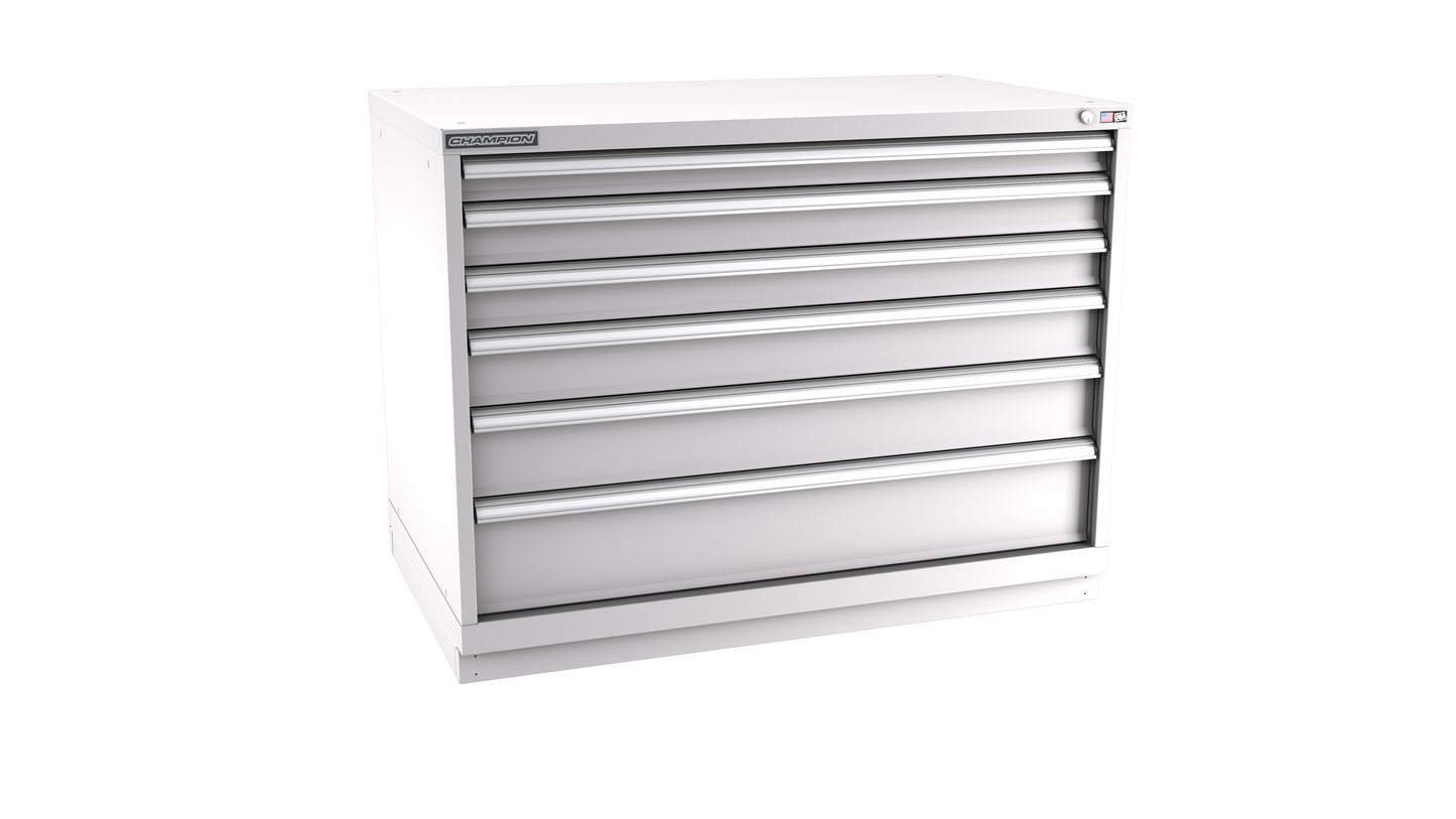 Champion Tool Storage EWS1500-0602-ILC-FTB-LG 6-Drawer Shallow Depth Modular Cabinet EWS0602 | 47"W x 35-7/8"H x 22-1/2"D, Light Gray