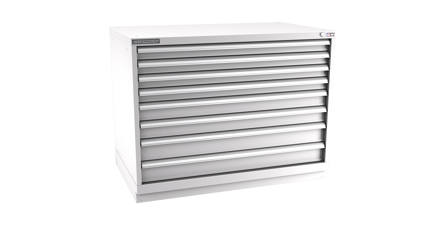 Champion Tool Storage EWS1500-0802-ILC-FTB-LG 8-Drawer Shallow Depth Modular Cabinet EWS0802 | 47"W x 35-7/8"H x 22-1/2"D, Light Gray