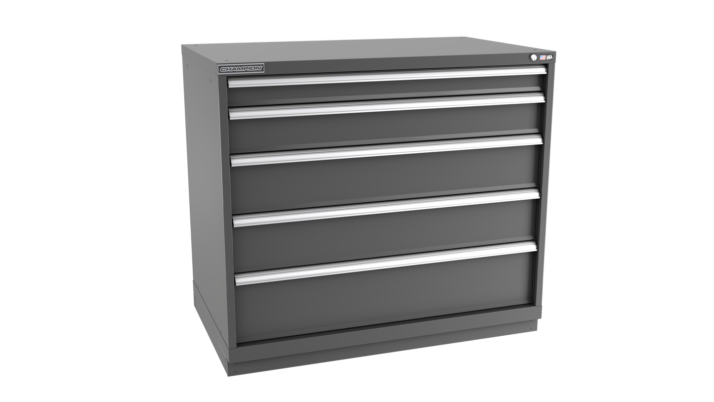 Champion Tool Storage EWS1800-0502-ILC-FTB-DG 5-Drawer Shallow Depth Modular Cabinet EWS0502 | 47"W x 41-3/4"H x 22-1/2"D, Dark Gray
