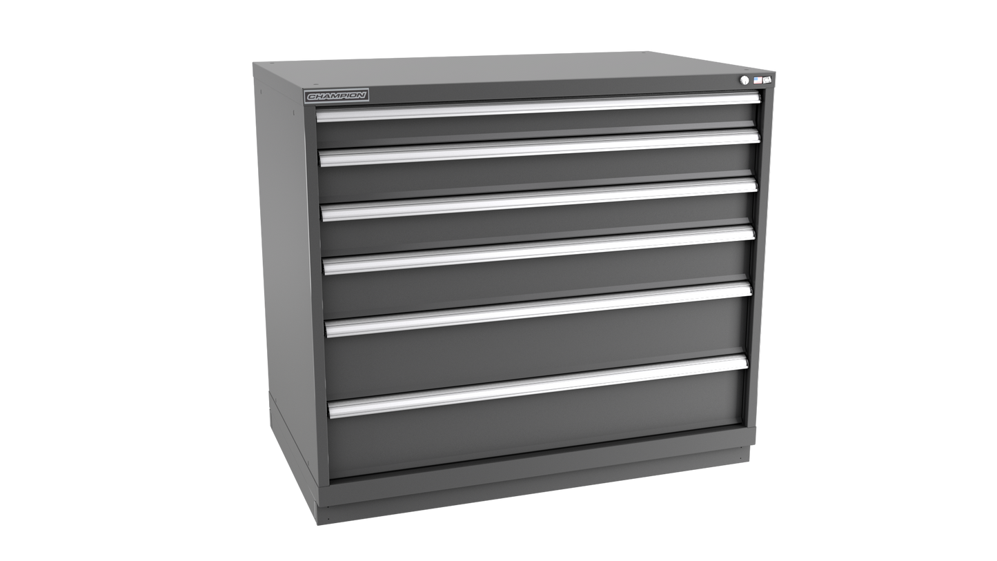 Champion Tool Storage EWS1800-0601-ILC-FTB-DG 6-Drawer Shallow Depth Modular Cabinet EWS0601 | 47"W x 41-3/4"H x 22-1/2"D, Dark Gray