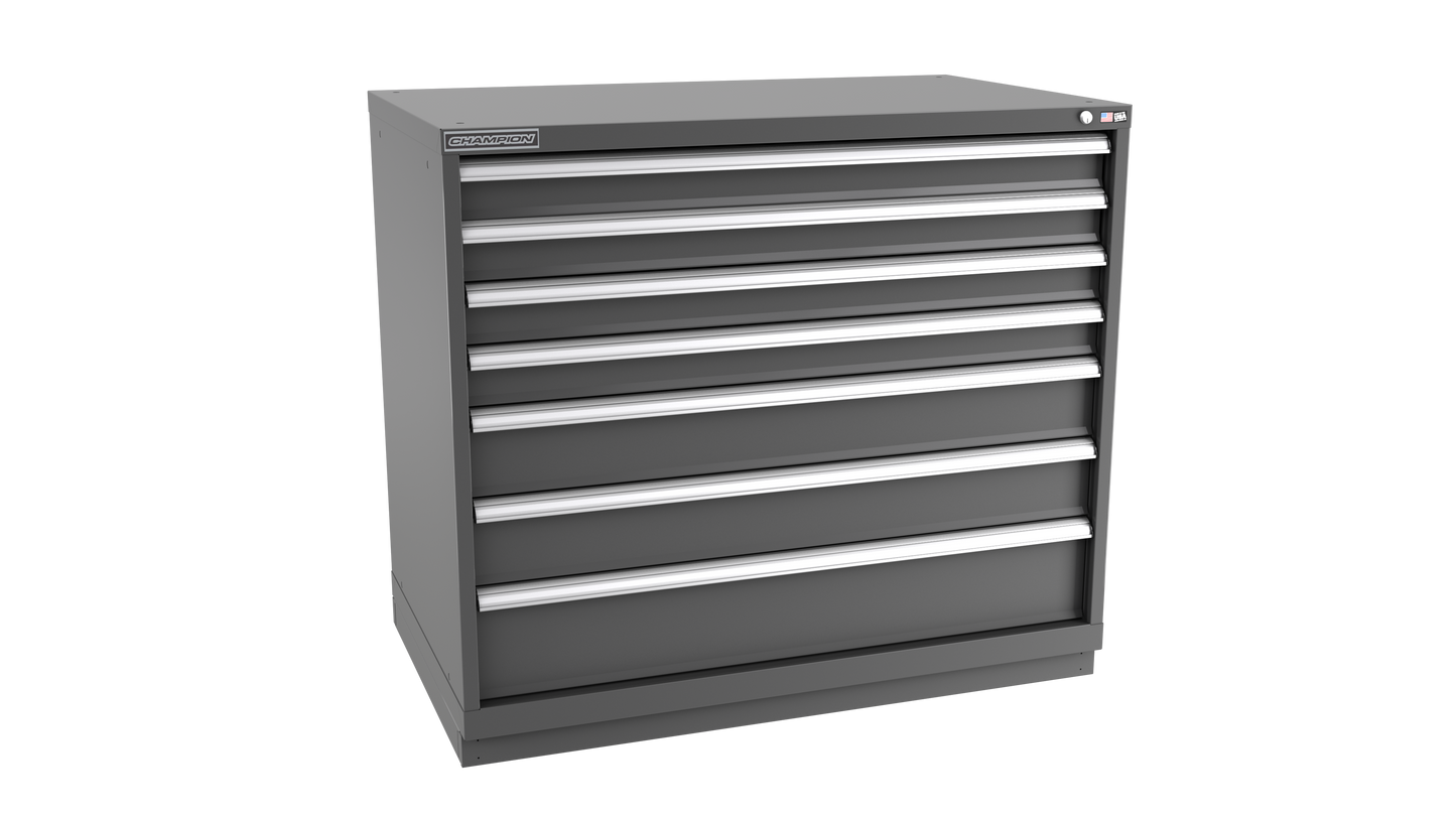 Champion Tool Storage EWS1800-0702-ILC-FTB-DG 7-Drawer Shallow Depth Modular Cabinet EWS0702 | 47"W x 41-3/4"H x 22-1/2"D, Dark Gray