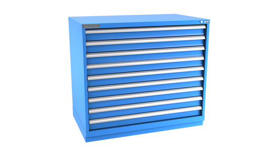 Champion Tool Storage EWS1800-0901-ILC-FTB-BB 9-Drawer Shallow Depth Modular Cabinet EWS0901 | 47"W x 41-3/4"H x 22-1/2"D, Bright Blue