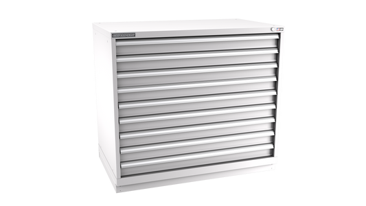 Champion Tool Storage EWS1800-0901-ILC-FTB-LG 9-Drawer Shallow Depth Modular Cabinet EWS0901 | 47"W x 41-3/4"H x 22-1/2"D, Light Gray