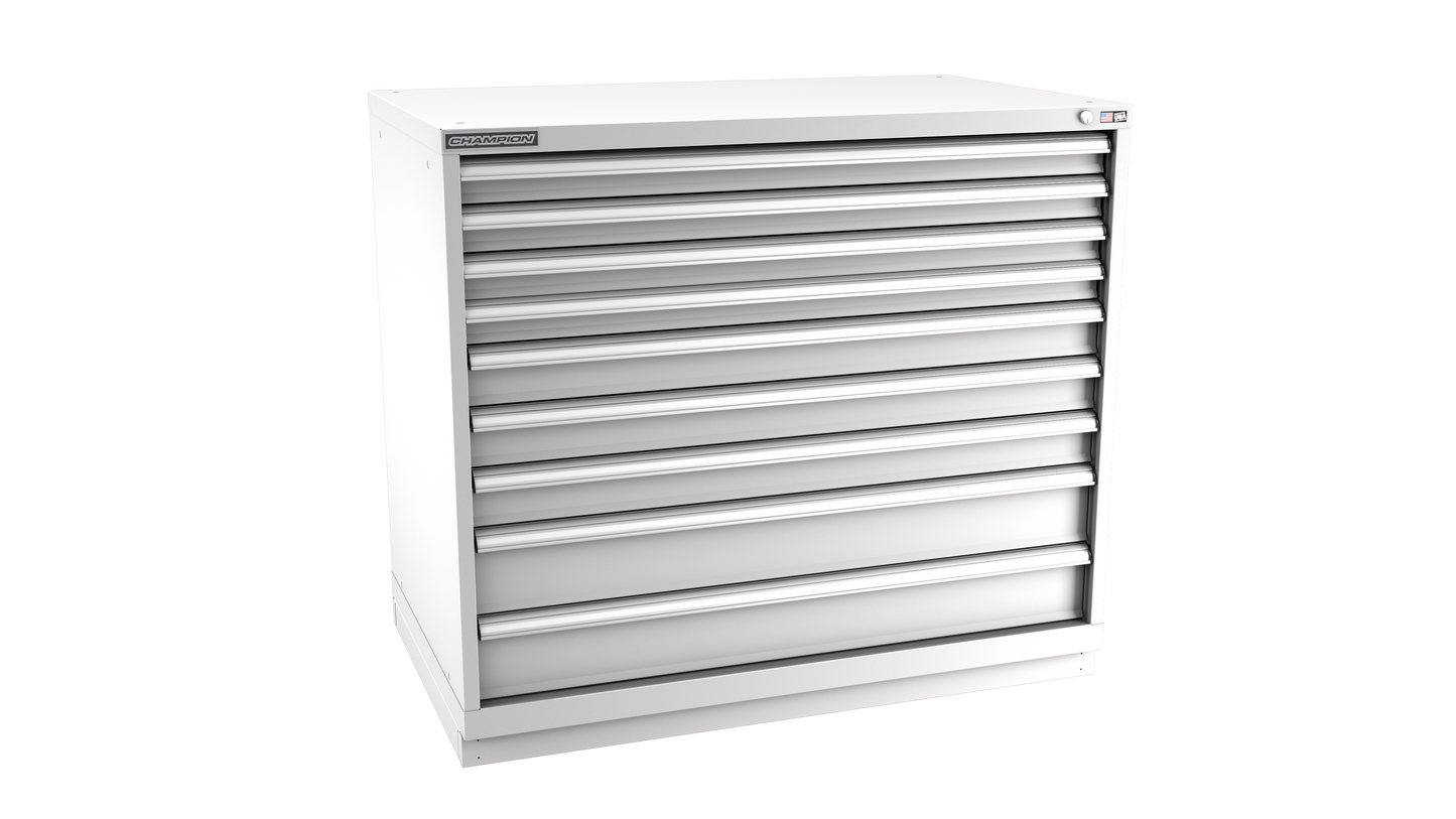 Champion Tool Storage EWS1800-0902-ILC-FTB-LG 9-Drawer Shallow Depth Modular Cabinet EWS0902 | 47"W x 41-3/4"H x 22-1/2"D, Light Gray