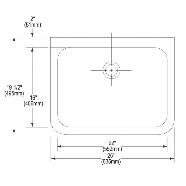 Elkay EWS2520FC Stainless Steel 25" x 19.5" x 10-1/2" Wall Hung Single Bowl Hand Wash Sink Kit