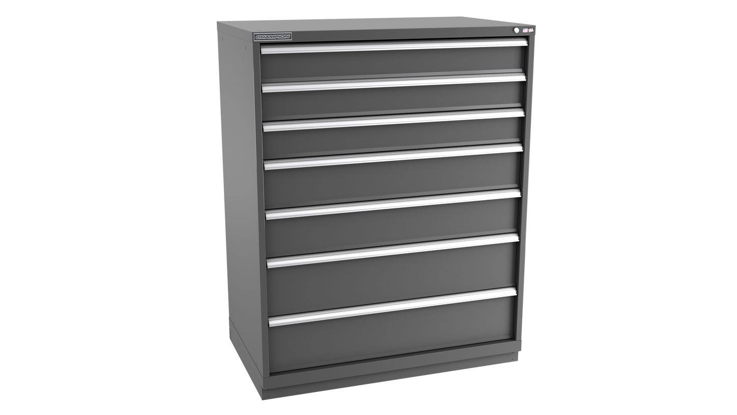 Champion Tool Storage EWS2700-0701-ILC-FTB-DG 7-Drawer Shallow Depth Modular Cabinet EWS0701 | 47"W x 59-1/2"H x 22-1/2"D, Dark Gray