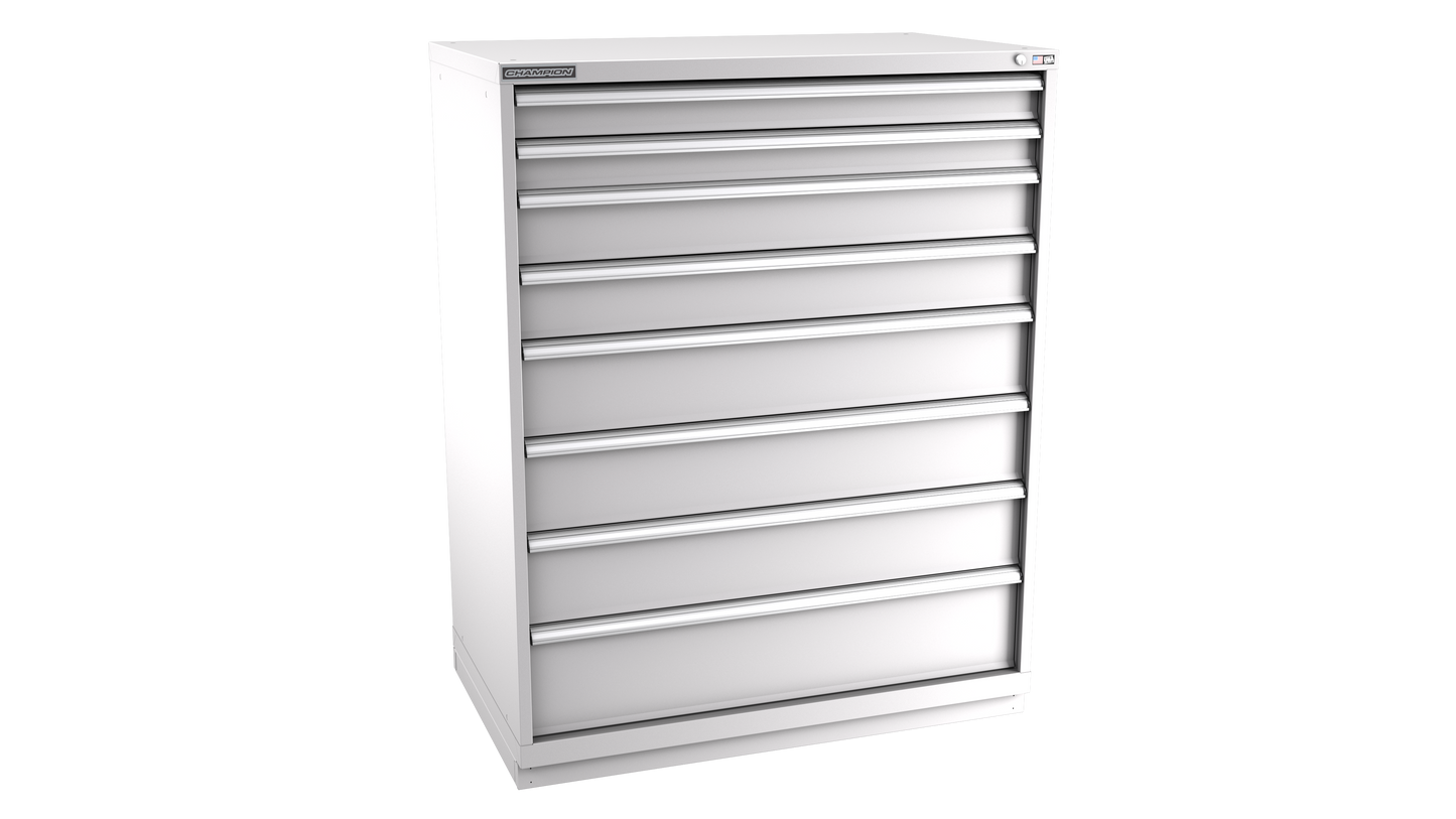 Champion Tool Storage EWS2700-0801-ILC-FTB-LG 8-Drawer Shallow Depth Modular Cabinet EWS0801 | 47"W x 59-1/2"H x 22-1/2"D, Light Gray