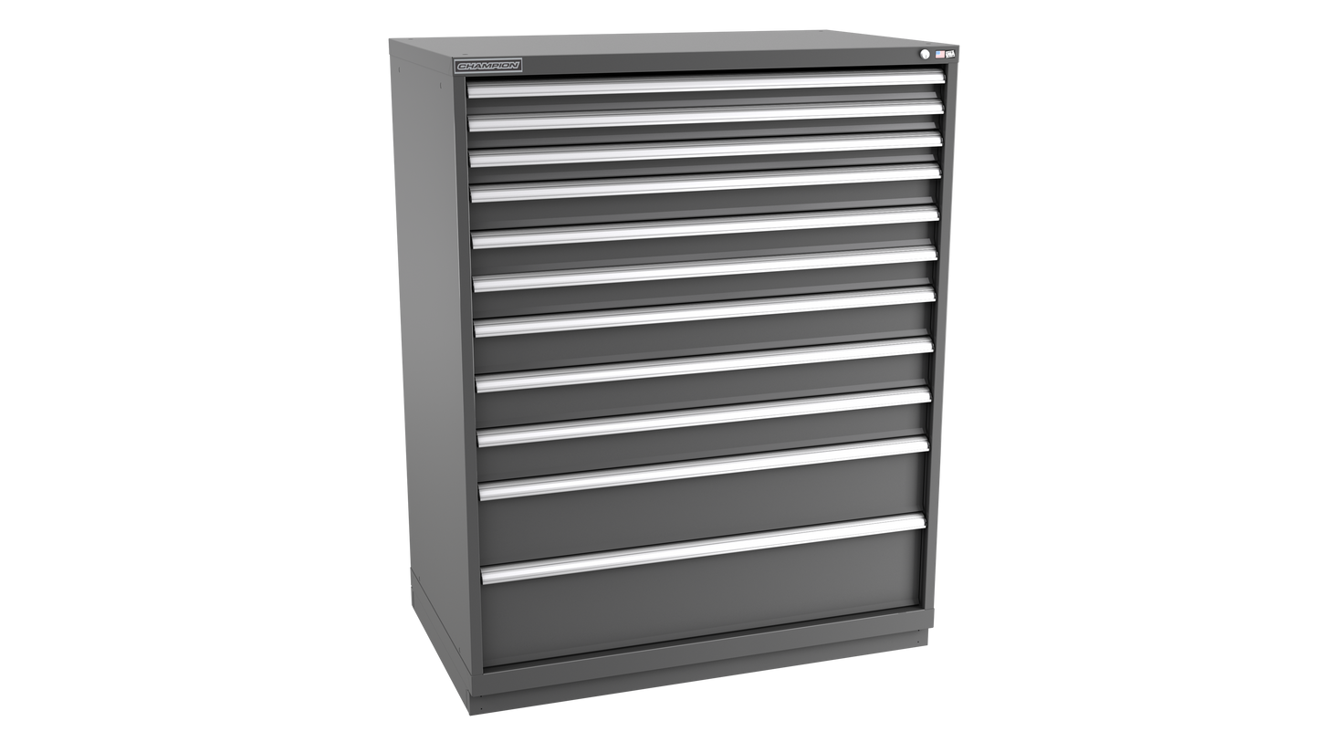 Champion Tool Storage EWS2700-1101-ILC-FTB-DG 11-Drawer Shallow Depth Modular Cabinet EWS1101 | 47"W x 59-1/2"H x 22-1/2"D, Dark Gray