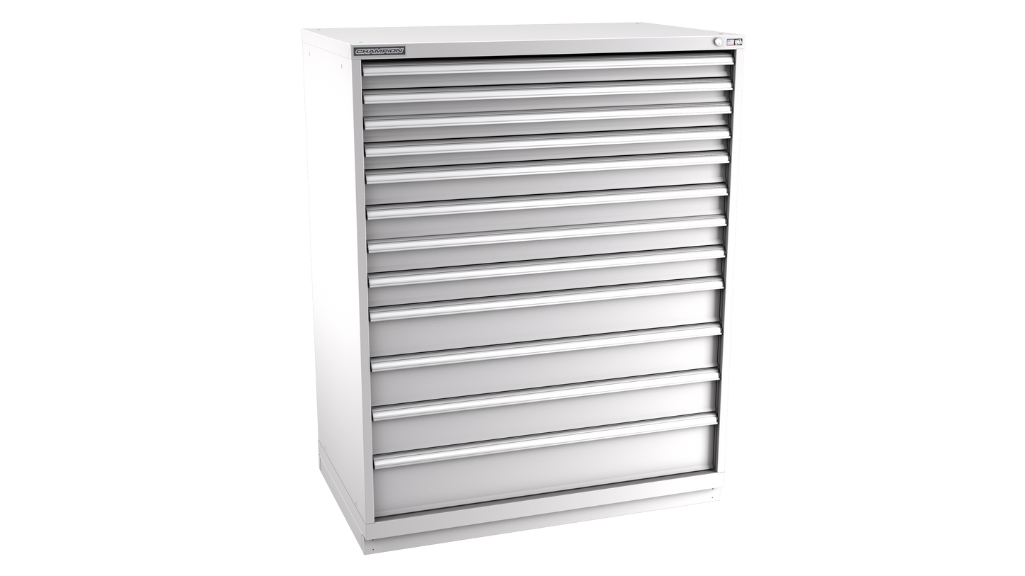 Champion Tool Storage EWS2700-1201-ILC-FTB-LG 12-Drawer Shallow Depth Modular Cabinet EWS1201 | 47"W x 59-1/2"H x 22-1/2"D, Light Gray