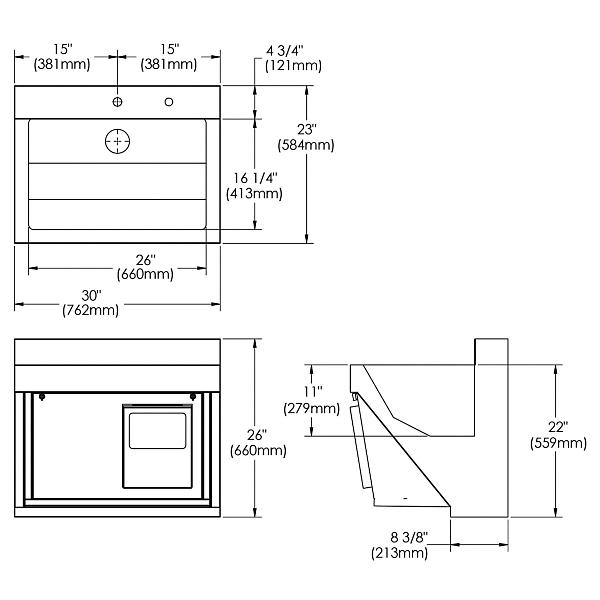 Elkay EWSF13026KWC Stainless Steel 30" x 23" x 26" Wall Hung Single Bowl Surgeon Scrub Sink Kit