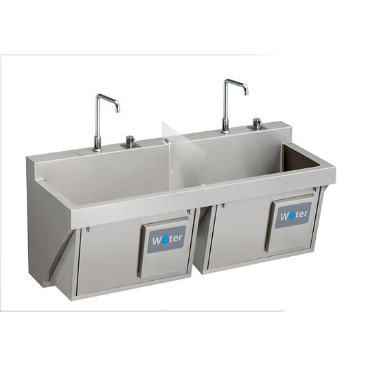 Elkay EWSF26026KWC Stainless Steel 60" x 23" x 26" Wall Hung Double Station Surgeon Scrub Sink Kit