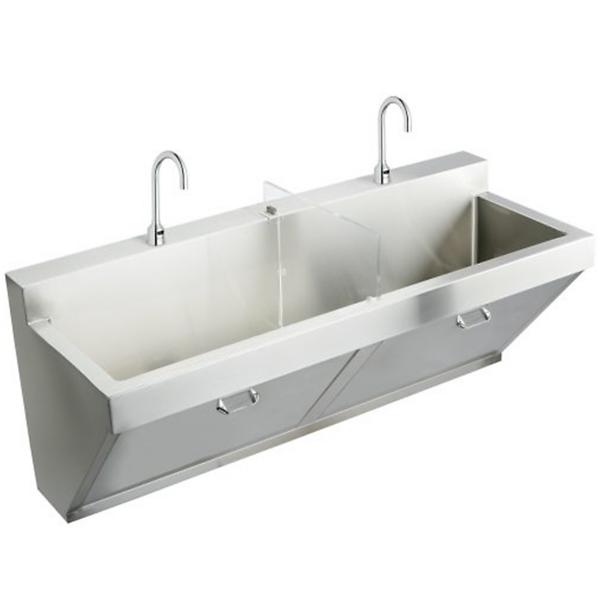 Elkay EWSF26026SACC Stainless Steel 60" x 23" x 26" Wall Hung Double Station Surgeon Scrub Sink Kit