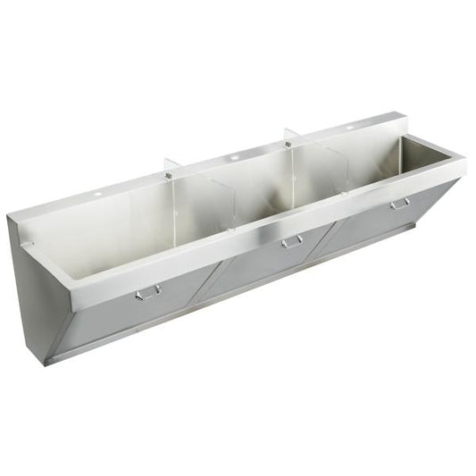 Elkay EWSF390263 Stainless Steel 90" x 23" x 26" Wall Hung Triple Station Surgeon Scrub Sink