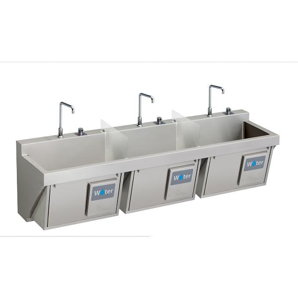 Elkay EWSF39026KWC Stainless Steel 90" x 23" x 26" Wall Hung Triple Station Surgeon Scrub Sink Kit