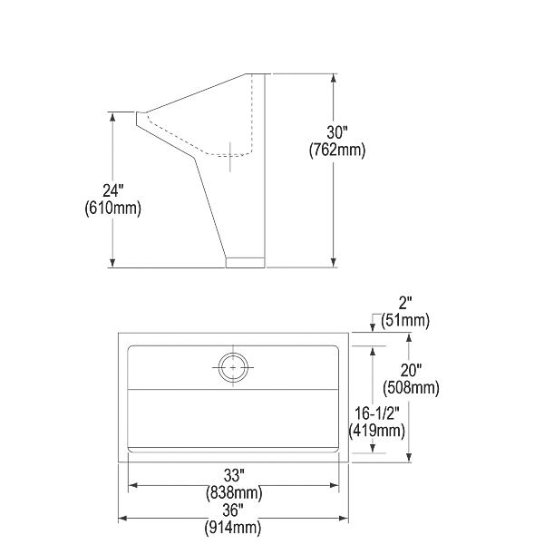 Elkay EWSFAD136201 Stainless Steel 33" x 16-13/16" x 30" Wall Hung Single Station Surgeon Scrub Sink